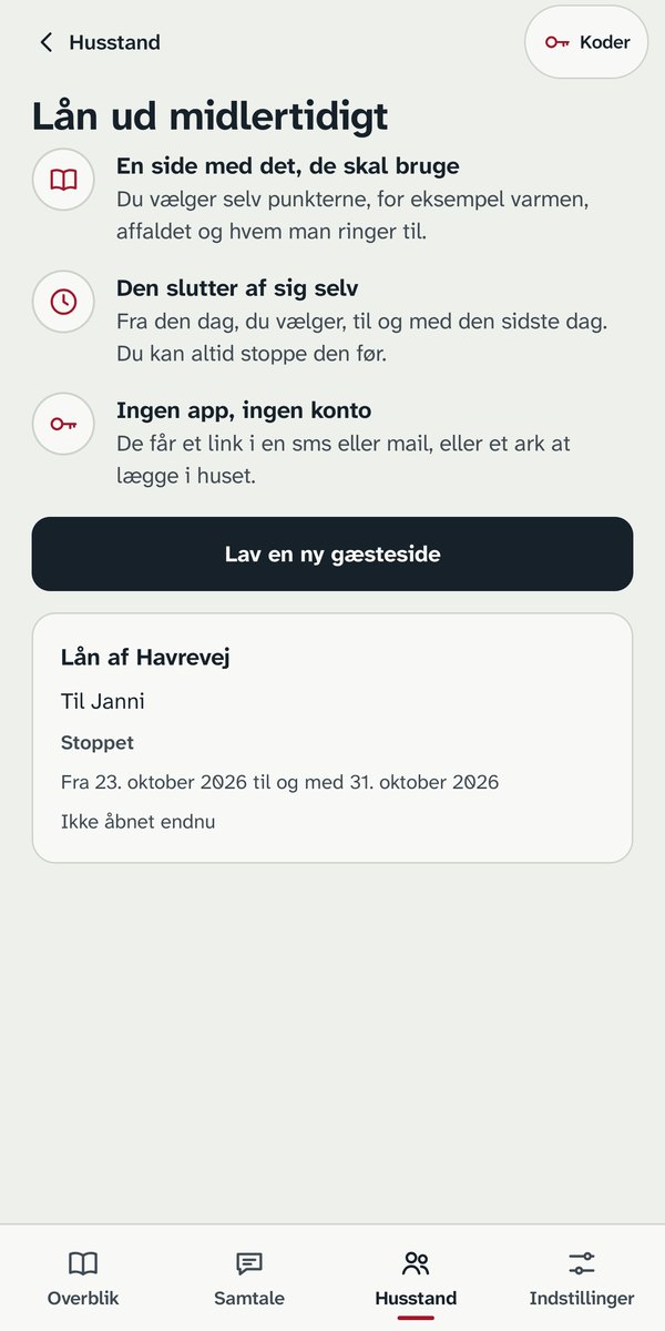 A guest page in Handover